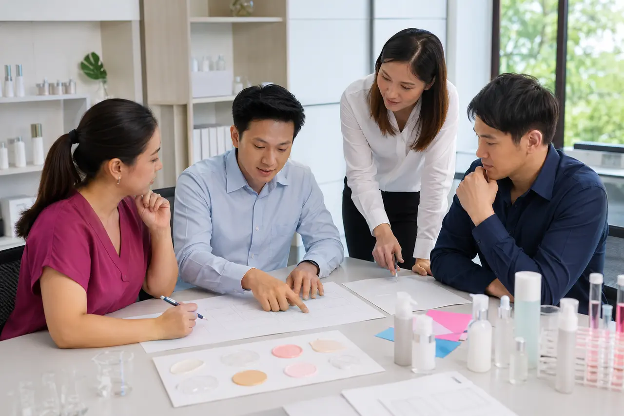 ทีมเครื่องสำอางร่วมกันแปลงแนวคิดแบรนด์เป็น Product Brief ที่ชัดเจน